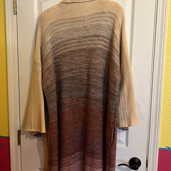 Wool beige mauve  hand knitted maxi sweater coat szL - Picture 6 of 8